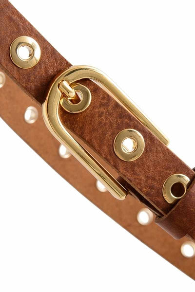 Narrow belt studs | Brun | Bælte fra Depeche