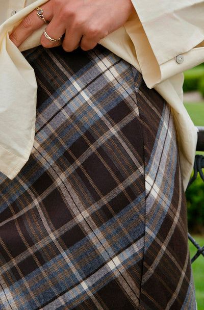 Lunna Check Skirt | Brown | Nederdel fra Neo Noir