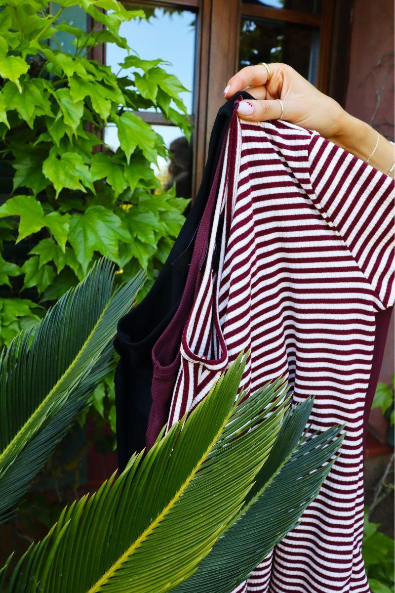 Natalia Ls Round Neck  Blouse | Bordeaux Creme Gold Stripe | Bluse fra Liberté