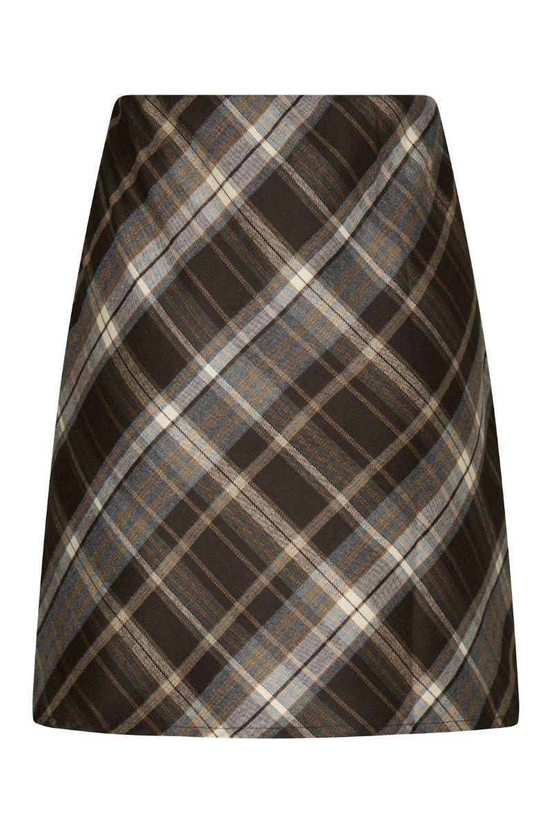 Lunna Check Skirt | Brown | Nederdel fra Neo Noir