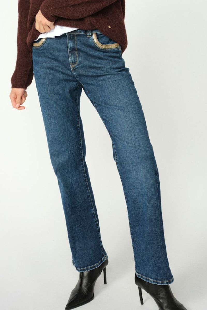 Cecilia Perla Jeans Ankle | Dark Blue | Jeans fra Mos Mosh