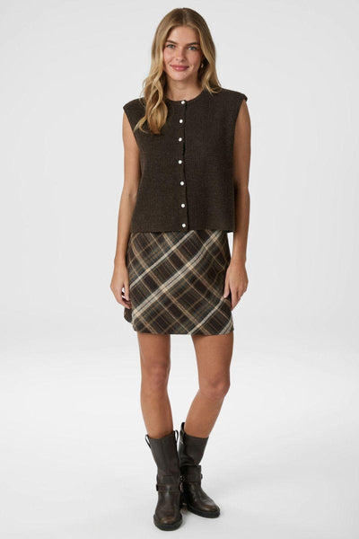 Lunna Check Skirt | Brown | Nederdel fra Neo Noir