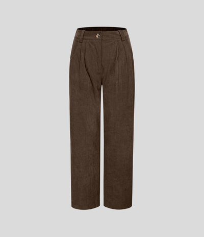 Mid Rise Zipper Pocket Corduroy Casual Pants
