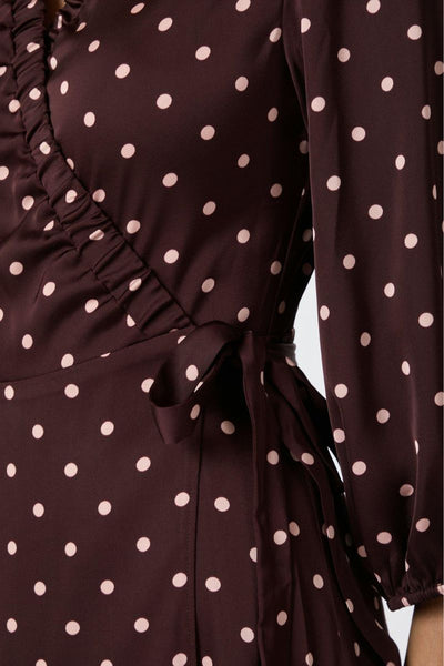 Malinga Dot Dress | Wine | Kjole fra Neo Noir