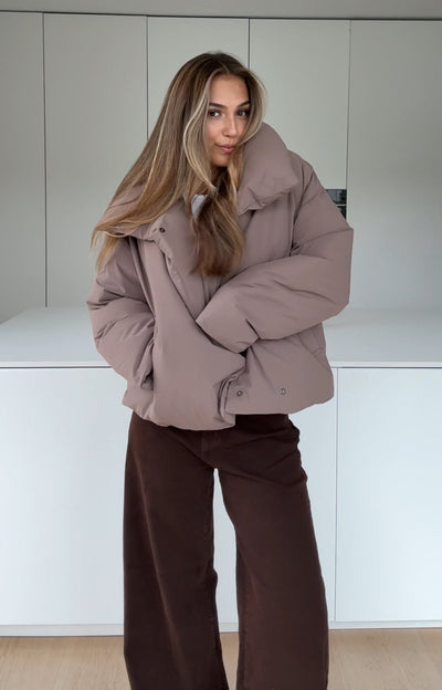 PUFFER JAKKE TAUPE