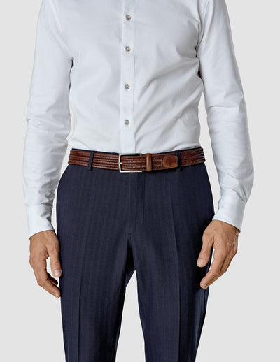 Braided Leather Belt Dark Brown