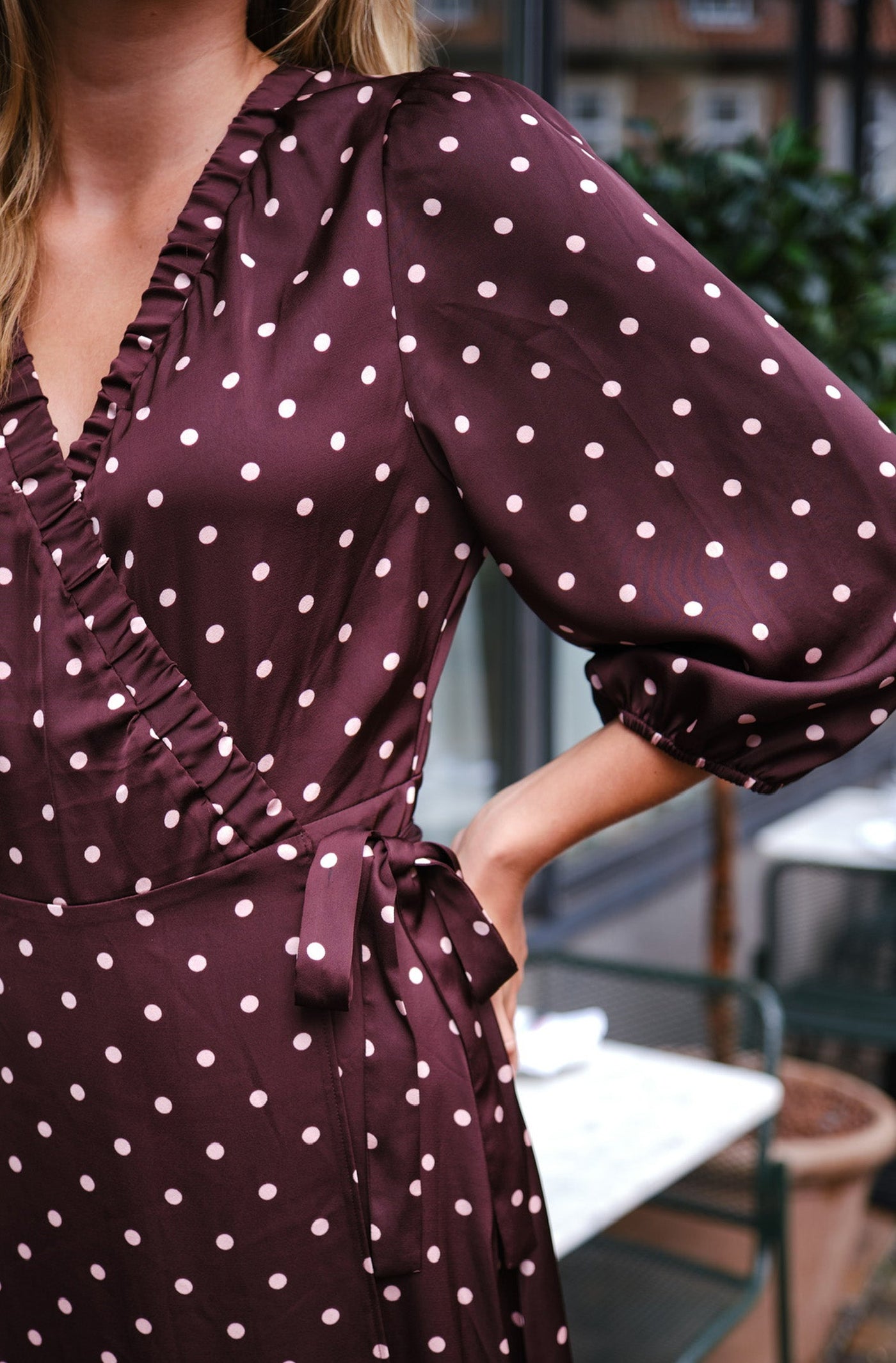 Malinga Dot Dress | Wine | Kjole fra Neo Noir