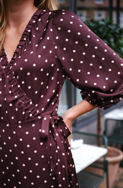 Malinga Dot Dress | Wine | Kjole fra Neo Noir